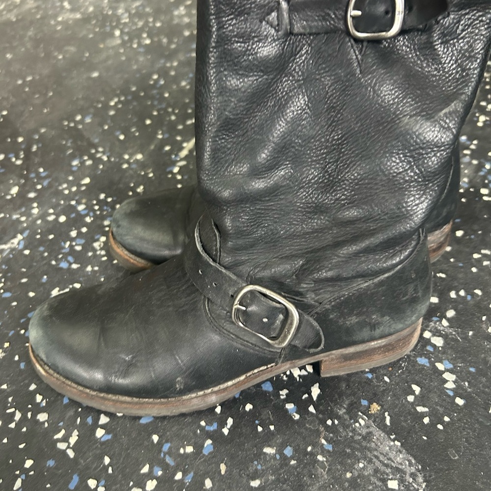 Frye Black Leather Heeled Boots